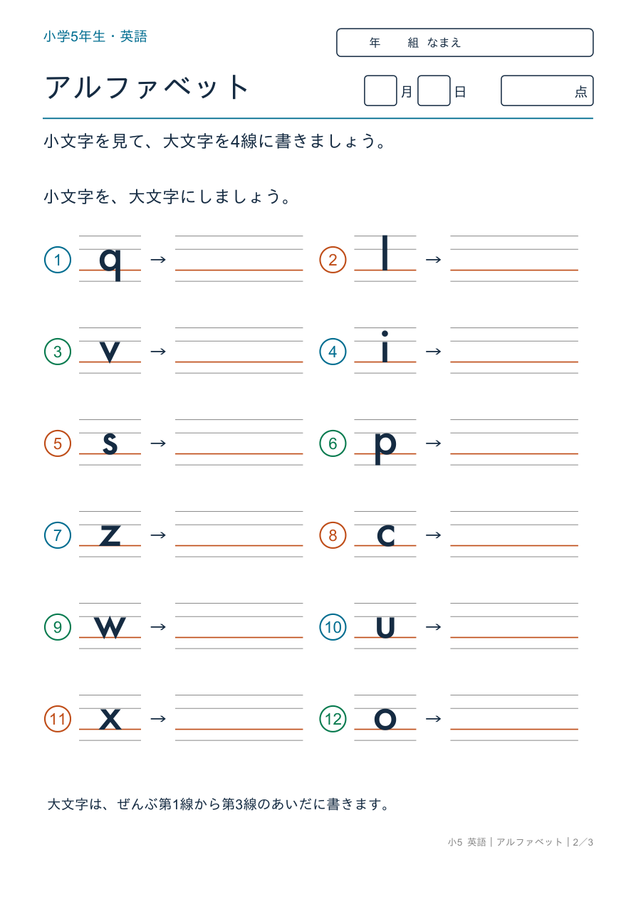 アルファベット 小文字と大文字