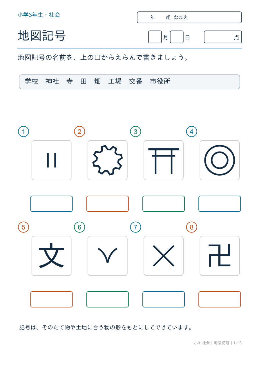 地図記号 地図記号の名前① の問題ページ