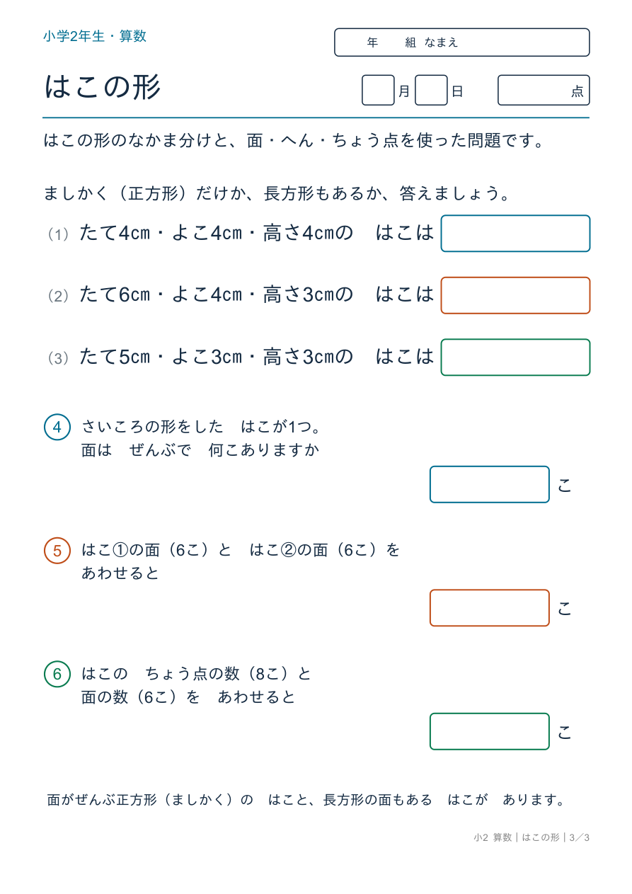 箱の形 はこの形のまとめ
