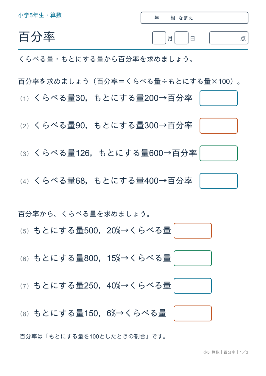 百分率 百分率の基本