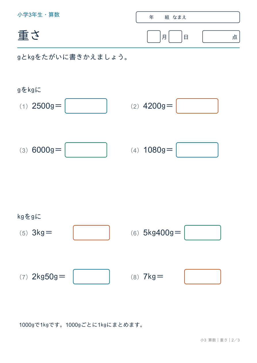 重さ 重さの単位換算