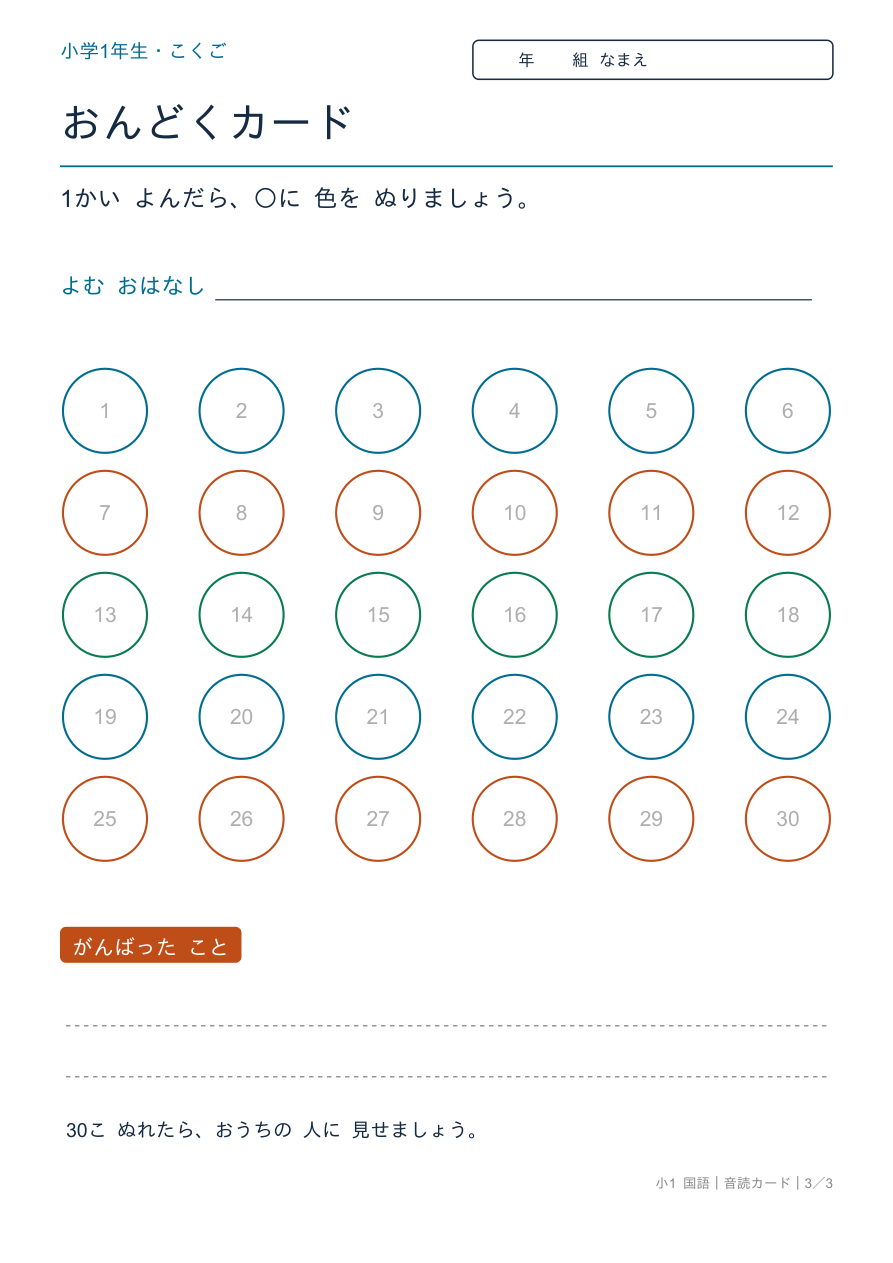 音読カード がんばり表